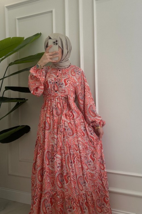 VİSKON PAMUKLU DALGALI PEMBE DESEN